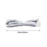 Flexible Extendable Cables for AIBOO Under Cabinet Lighting Kit RGB and CCT LED Puck Lights , White 150cm (59 Inch) Extension Cords (6-Pin White Cords, Pack of 4)